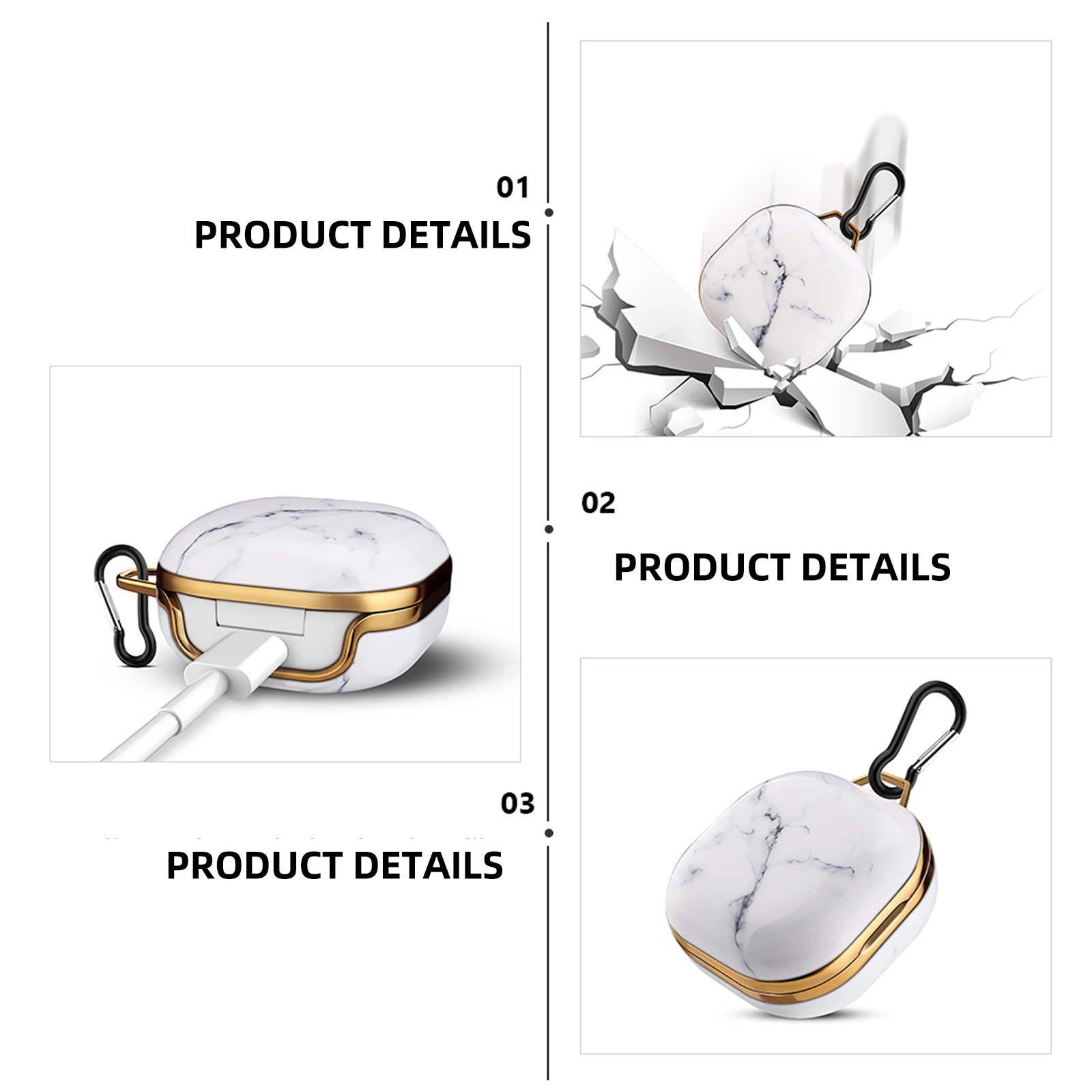 

Electroplated Marble for Earphones Waterproof Anti lost Durable Storage CoverSlim Non Stylish Headphone Sleeve inductive