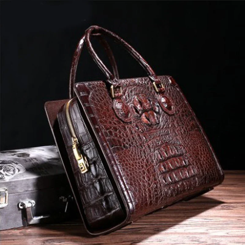 heimanba crocodile leather man's bag man business briefcase password lock man bag