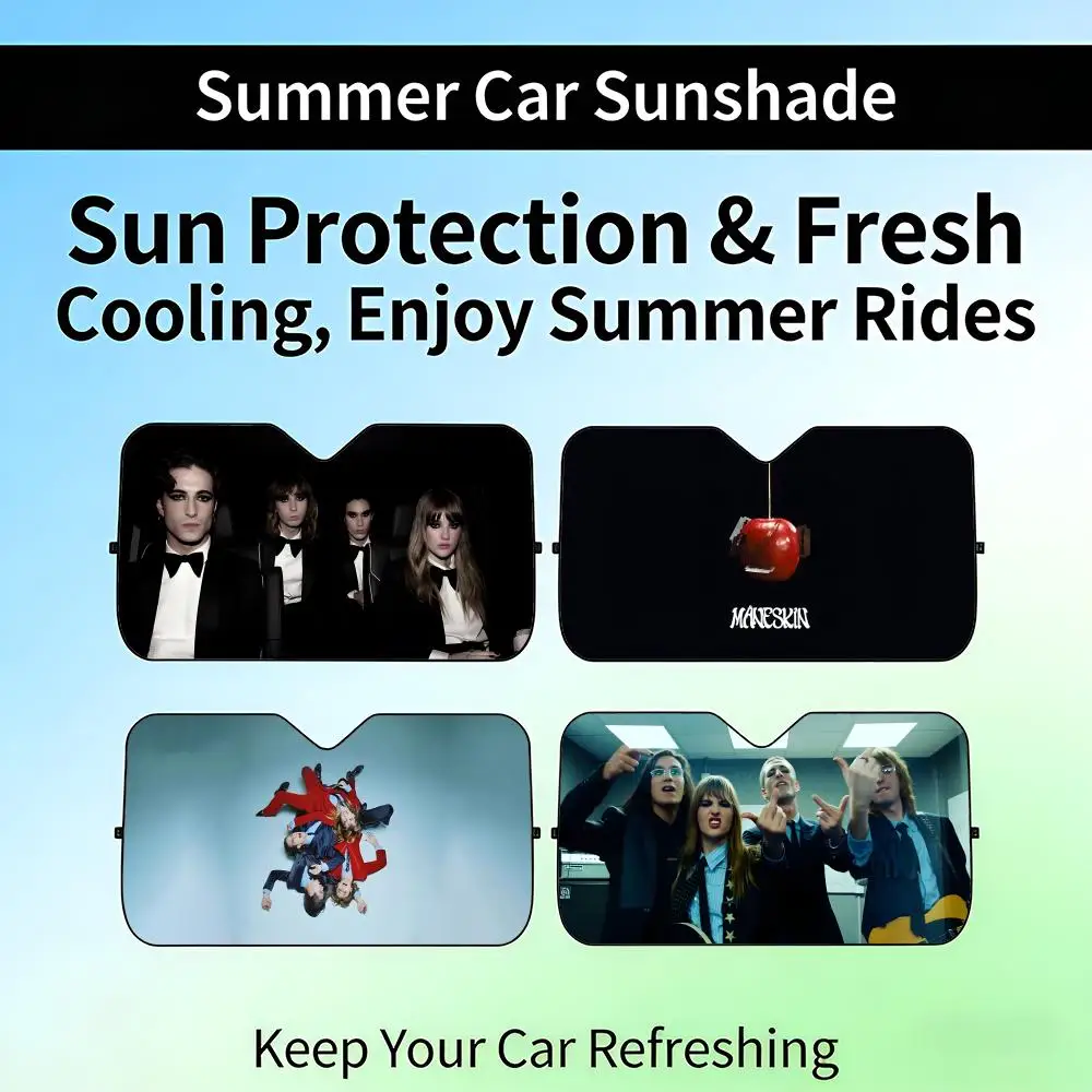 Rock Band MManeskinS Sun Visor Retractable Car Windshield Sun Shade UV