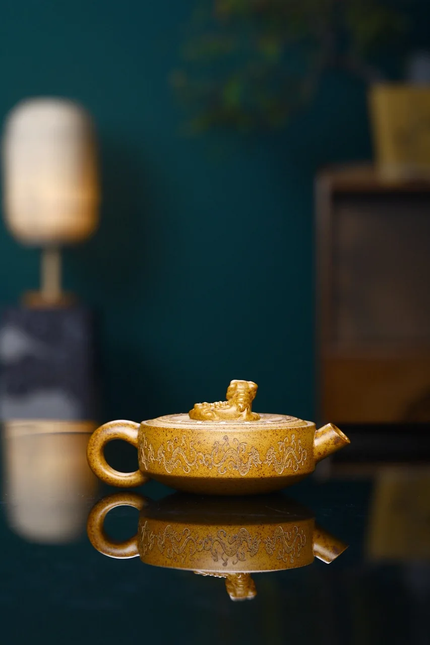 Yixing Handmade Yipianwa Zisha Teapot, Private‑Stored Clay, Wide‑Mouth Design, Carved Tiger‑Dragon‑Jade‑Rabbit Pattern, Househol