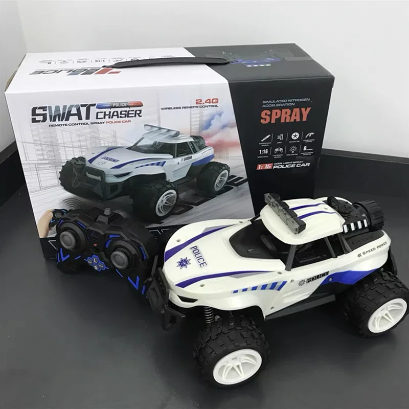 Holiday Gift toys:1:16 High-Speed Off-Road rc cars,2.4G Remote Control Car Model,Spray Cool Lights 4WD 8-Channel rc drift car