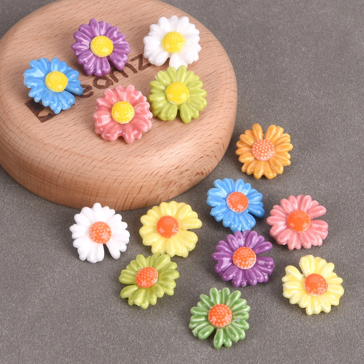 10PCS 18mm Colorful Glazed Daisy Flower Shape Loose Ceramic Porcelain Beads For Jewelry Making DIY Crafts Findings