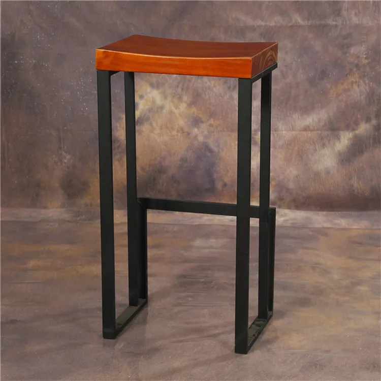 American retro high chair cafe casual dining table and chairs wrought iron solid wood simple bar