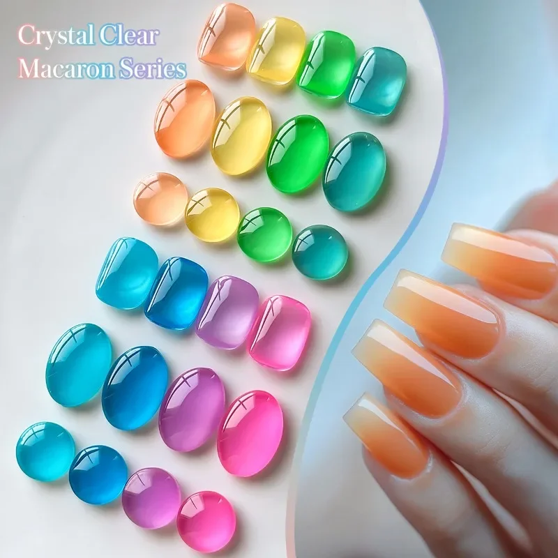 2025 New 8 Color Set Summer Ice Through Macaron Methyl Gel Popular Whitening Jelly Green Nail Set