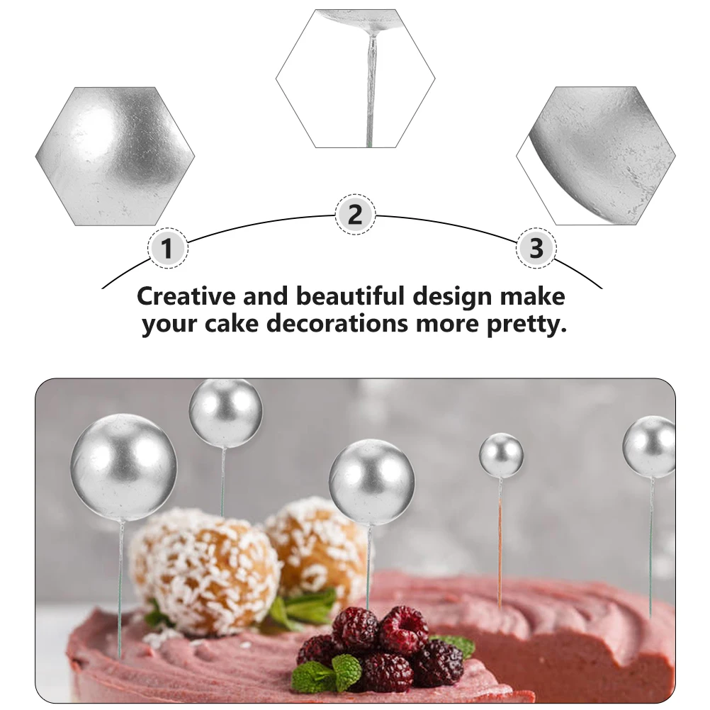 

40Pcs Round Ball Cake Decorations Simple Elegant Ball Shaped Cake Toppers for Birthday Party Cupcake Dessert Photo Props