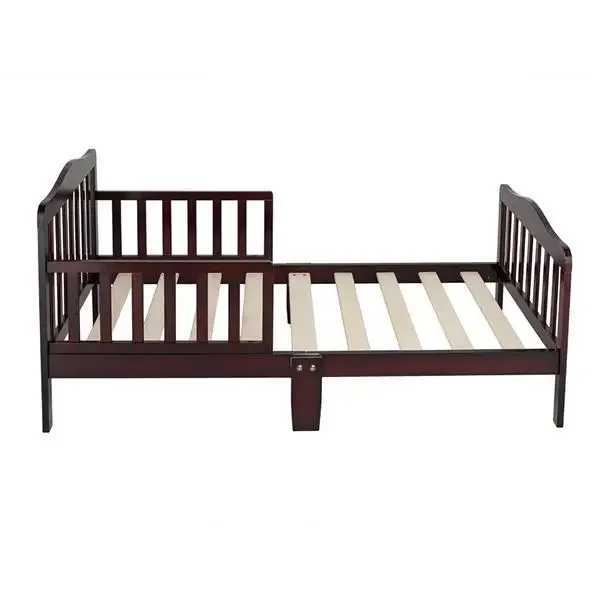 Mobília de madeira do quarto com Guardrails da segurança para crianças, cama durável do bebê, seguro e estável, durável e durável, Espresso