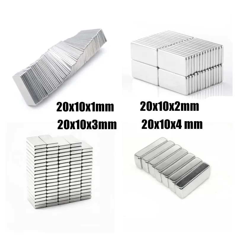 10 20 50PCS  Magnet 20x10x1 20x10x2 20x10x3 20x10x4  mm N35 Square Rare Earth Powerful Neodymium Magnetic Magnet  20mmx10mmx1mm