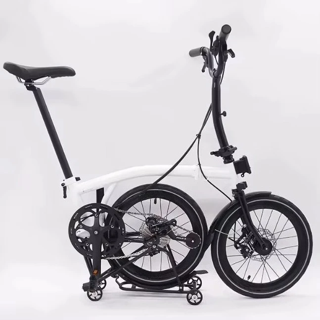 T9D-349D 16-inch 9-speed Disc Brake Tri-folding Bike MintPapts Steel S bar Y BAR M BAR Folding Bicycle Tri-folding Bicycle