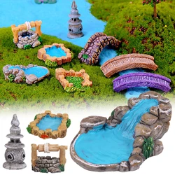 Micro Landscape Ornament Miniature Lighthouse Water Well Bridge Vintage House Fairy Garden Craft DIY Mini Home Decor Figurines