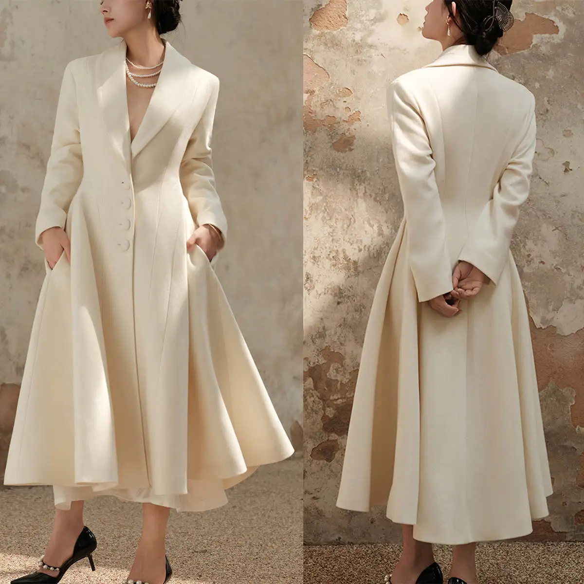 Vintage Women Long Blazer Dress Slim Fit A Line White Overcoat Formal Wear Business Suits Coat Customized Evening Party Outfits