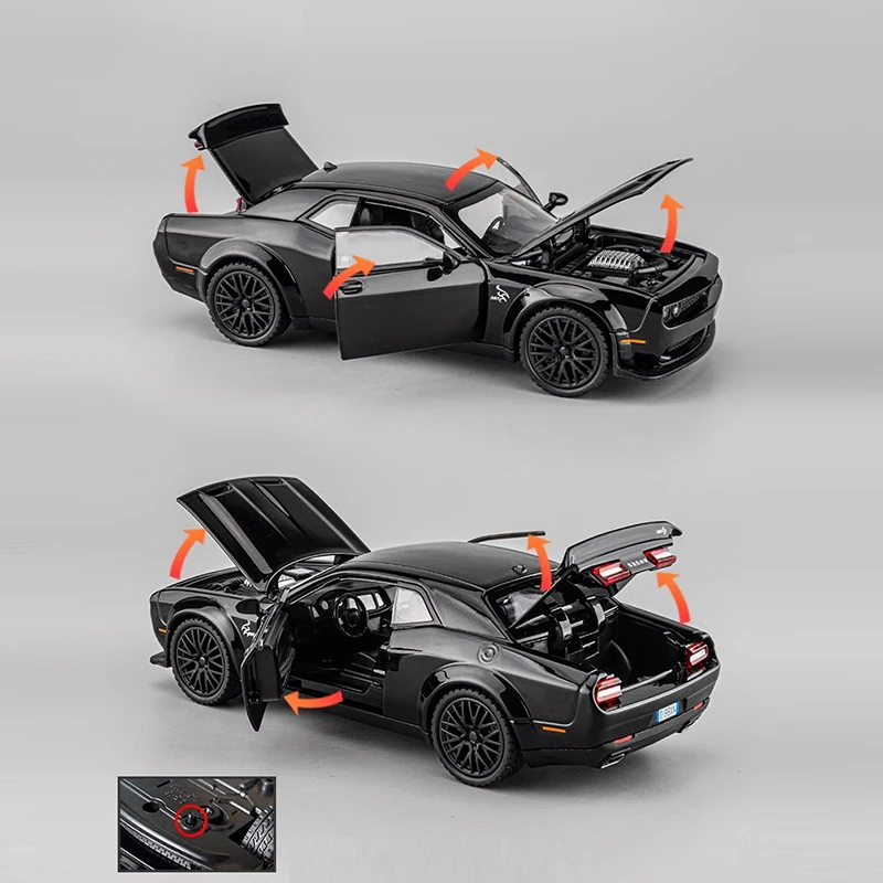 1/32 تشالنجر Hellcat سبيكة العضلات سيارة رياضية DieCast المعادن الكلاسيكية نموذج محاكاة الصوت ضوء جمع الاطفال لعبة الهدايا