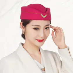 Women Air Stewardess Hat Cotton Flight Attendant Hat Stewardess Cap for Costume Cosplay Musical Performance