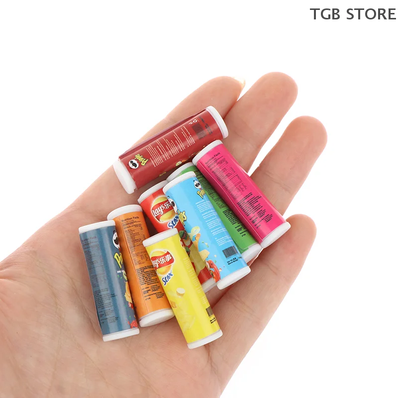 4 قطعة محاكاة مصغرة ABS رقائق البطاطس زجاجة المطبخ الغذاء لعبة 1:12 دمية الديكور #4