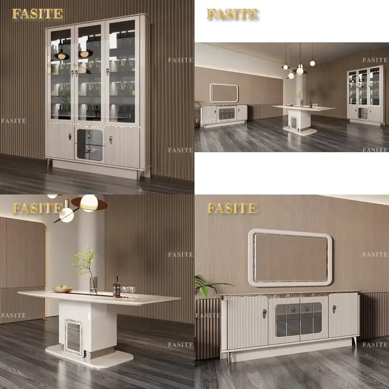 For Home White Wooden Wine Rack Cabinet Modern Luxury Glass Display Showcase Storage Furniture for Dining Room Living Room