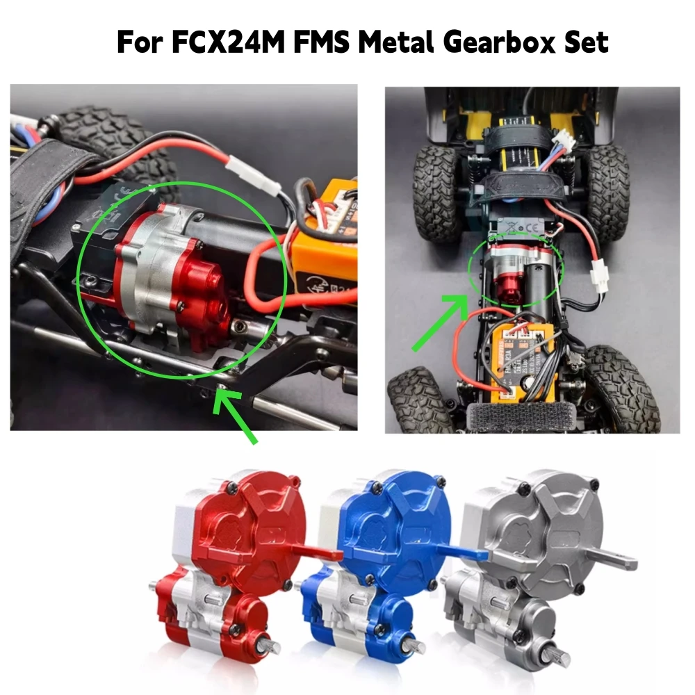 

Red/Blue/Titanium Gray Metal Gearbox Set For FCX24M FMS Offroad Crawler Modified RC Car Accessories