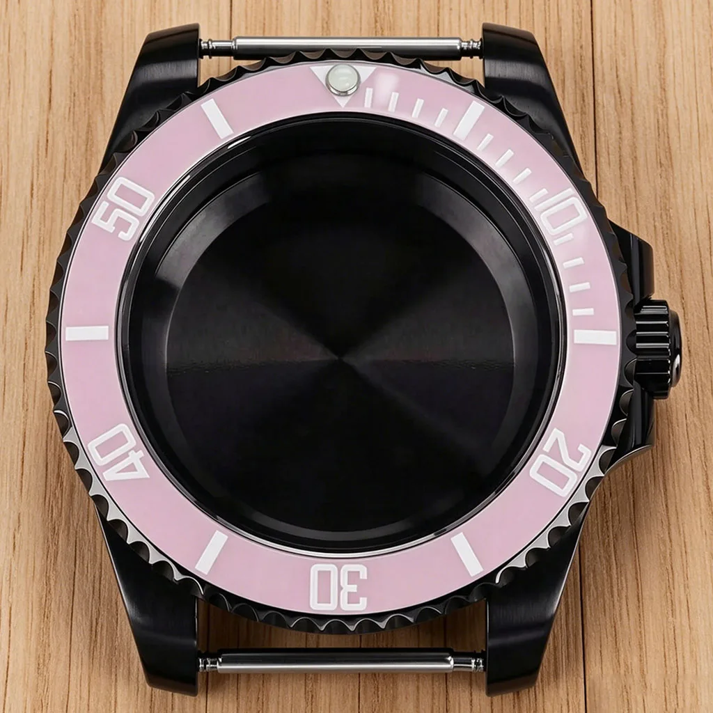 Men's Black NH35 40MM Watch Case Transparent Back Sapphire For Seiko NH35 NH36 NH38/34 Miyota8215 ETA2824 Movt Yacht-Master Part