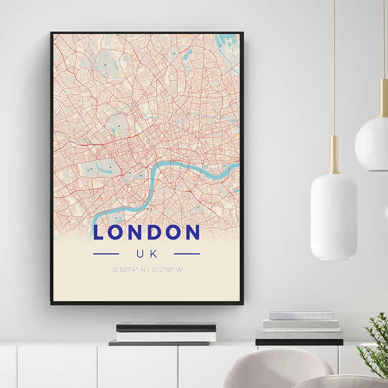 Classic City Maps Travel Beijing Sydney New York Paris Posters and Prints Canvas Printing Wall Art Picture for Living Room Decor