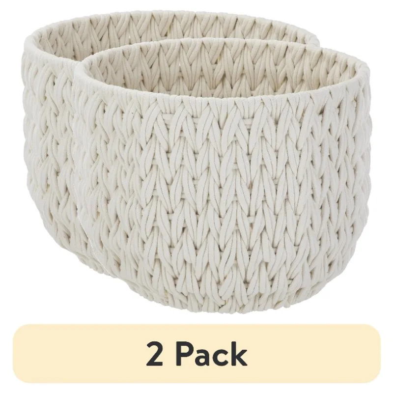 

(2 pack) Better Homes & Gardens Extra Large White Woven Rope Decorative Storage Basket