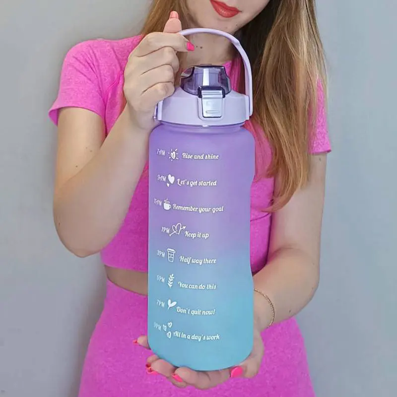 300ml 750ml 2L Water Bottle Motivational Drinking Bottle Sports Water Bottle With Time Marker Portable Cups Outdoor Travel Gym - Image 2