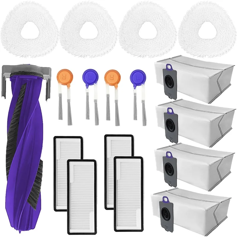 A02V-Pack Of 17 Accessories Kit For NARWAL Freo Z10 Ultra Freo Z10 Sweeping Robot Main Brush Side Brushes Filter Rag Dust Bag