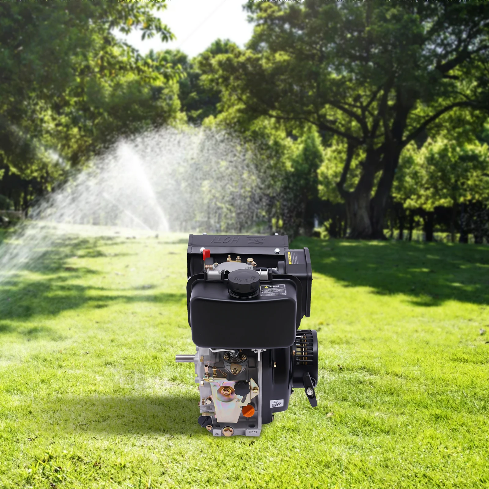 247cc Single Cylinder Diesel Engine, 5HP Vertical Powerhouse with Air Cooling Technology, Durable Black Manual Recoil Starter