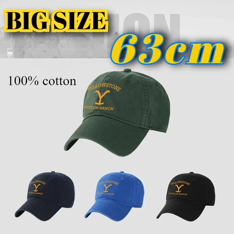 Yellowstone Dutton Big Size 63cm Baseball Caps Unisex  Visors Soft 100% Cotton Sport Snapback Dad Cap Large Sun Caps 60-65CM