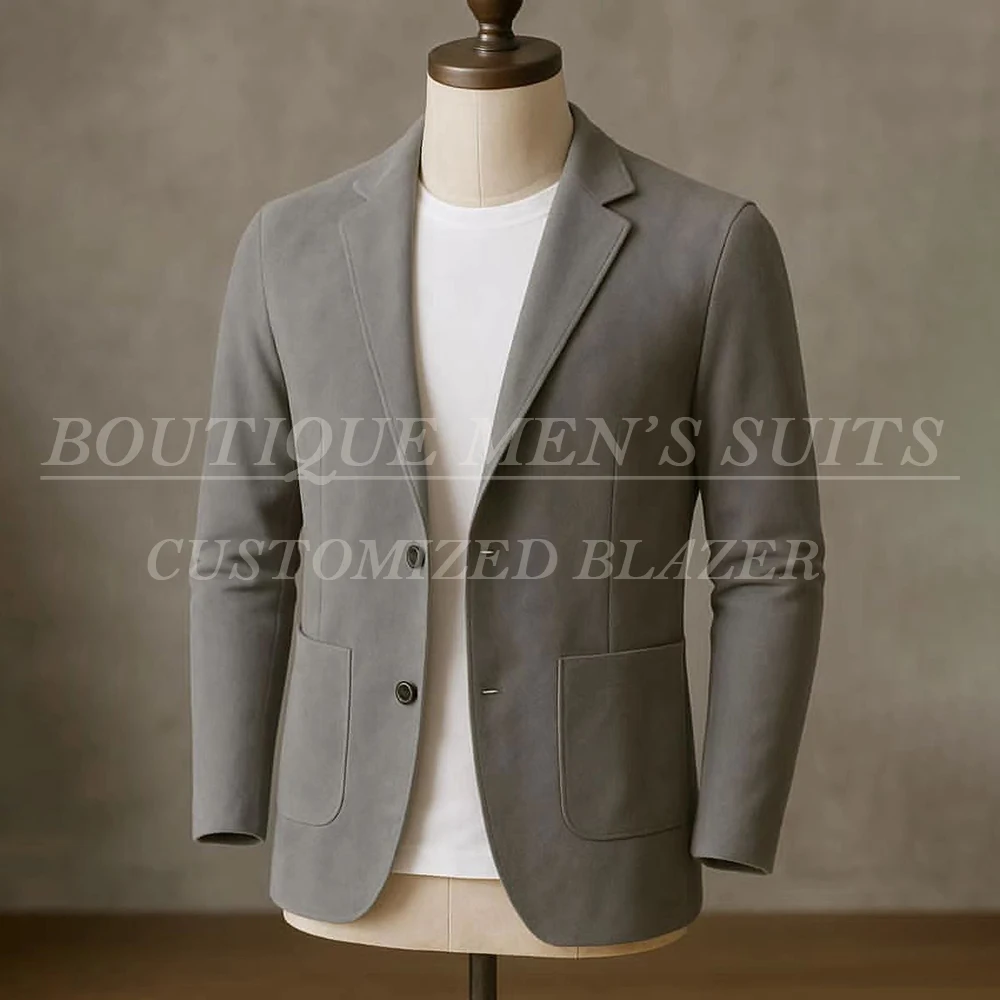 

Casual Velvet Men's Blazer Chic Single Breasted Notch Lapel Slim Fit 1 Piece Coat Fashion Daily Male Clothing Bespoke Outfits