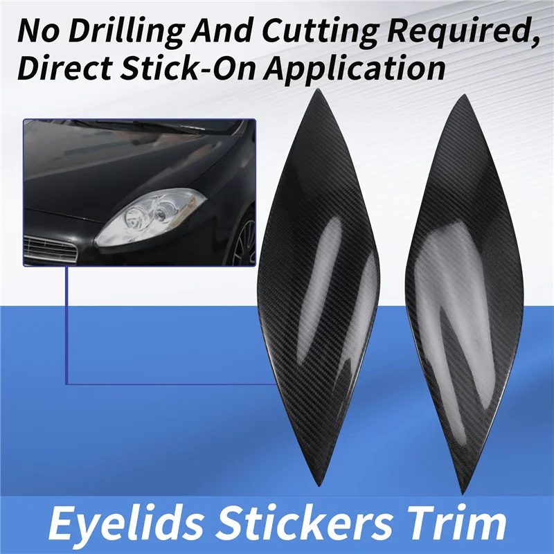 

Car Headlight Eyebrows Eyelids Carbon Fiber Stickers Trim Cover Headlight Lid For FIAT BRAVO 2007+-T61C