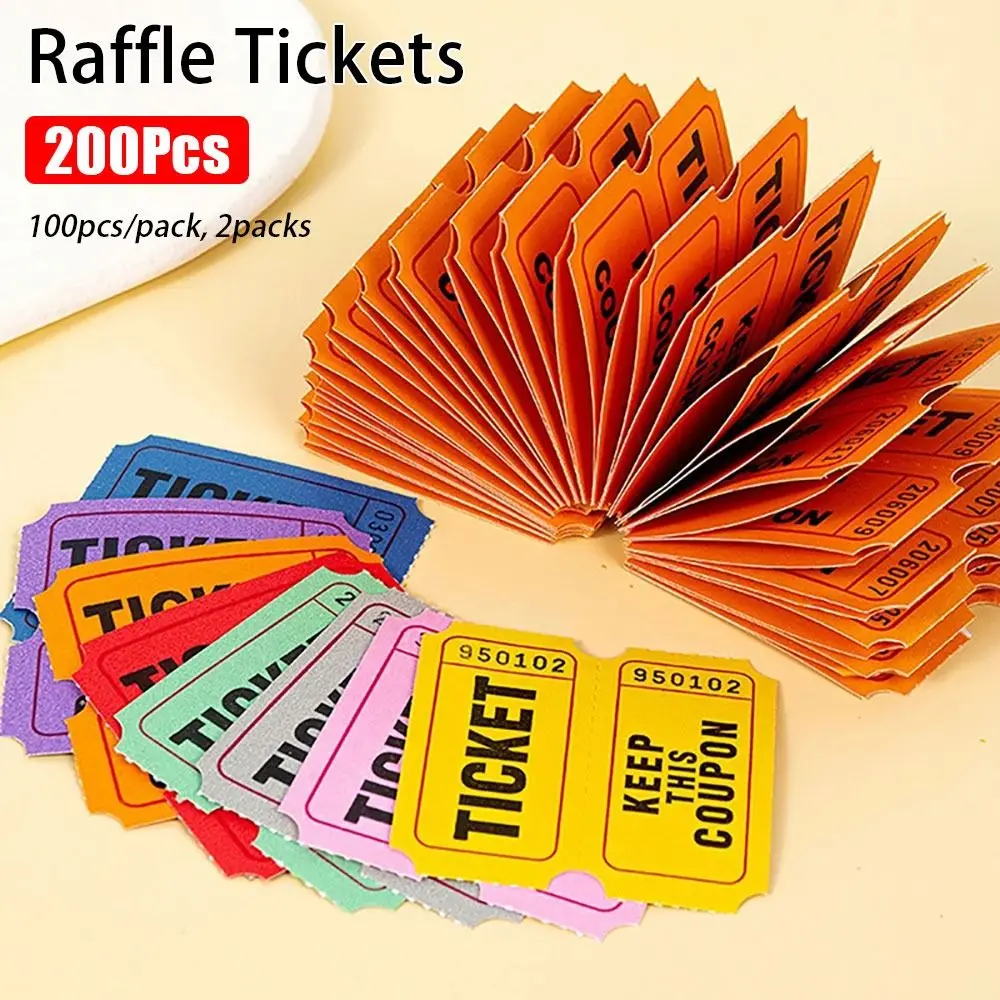 

200Pcs For Classroom Raffle Tickets Drink Events Single Paper Labels Celebration Event Tickets Colorful Bulk Lottery