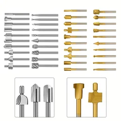 20PCS HSS Rotary Tools 39mm Sliver/golden Engraving Router Bit Wood Carving Bits Rotary Burr Set For DIY Woodworking Carving