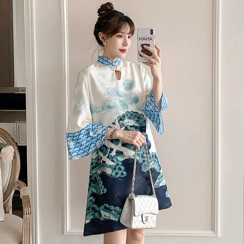 2023 New White Plus Size Party Casual Qipao Traditional Chinese Clothing Vintage Modern Improved Cheongsam Dress for Women