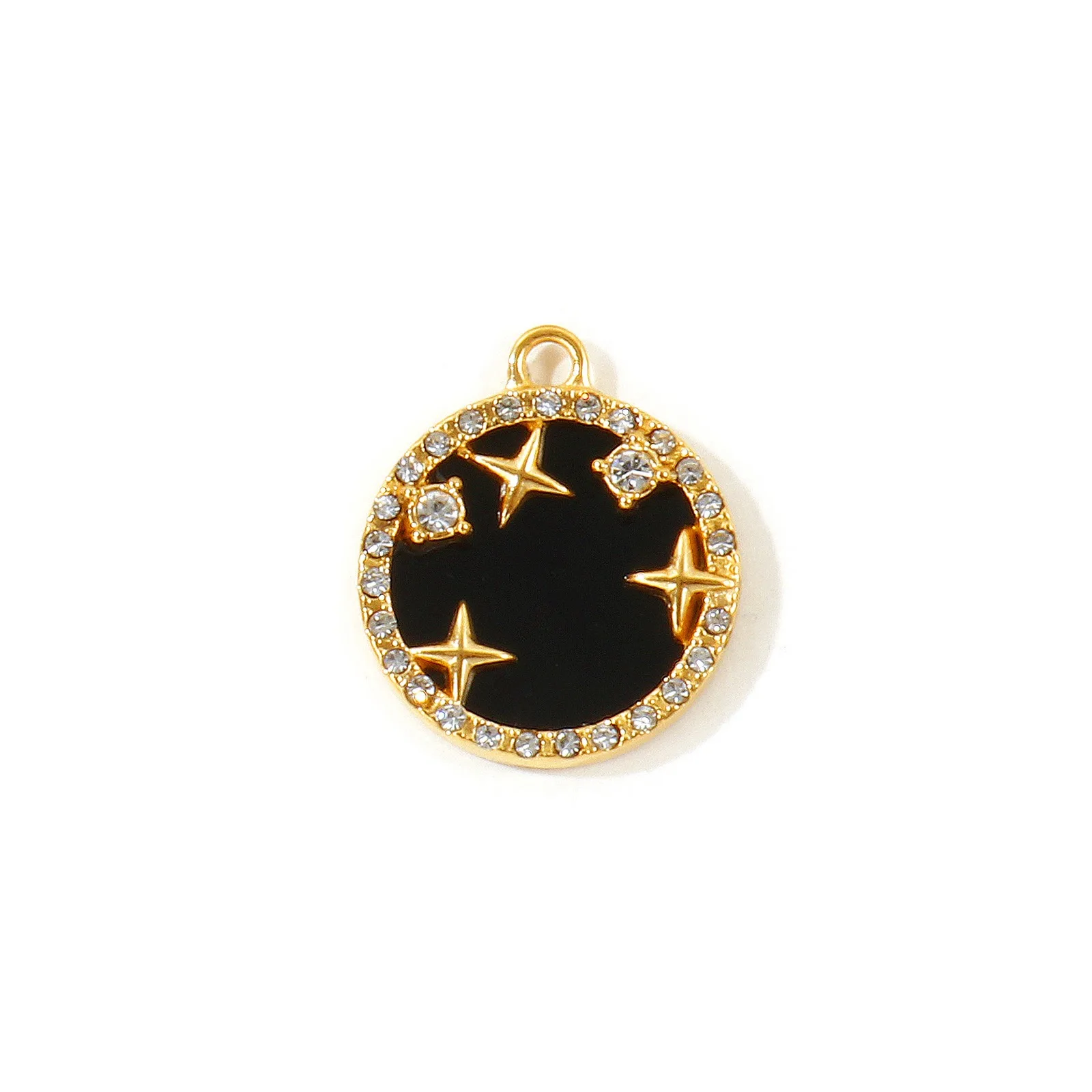 2 Stück Natürliche Muschelanhänger Runder Stern Klarer Strass Augen des Gottes 18K Vergoldet 304 Edelstahl Anhänger für DIY Halskette – Detail 7