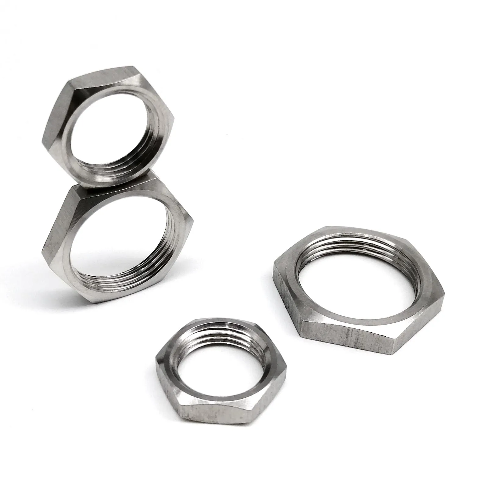 M8 to M40 Fine Thread Hex Thin Lock Nut Pitch 1mm 1.5mm 304 A2-70 Stainless Steel for Water Tank Connector Pipe Tap Faucet