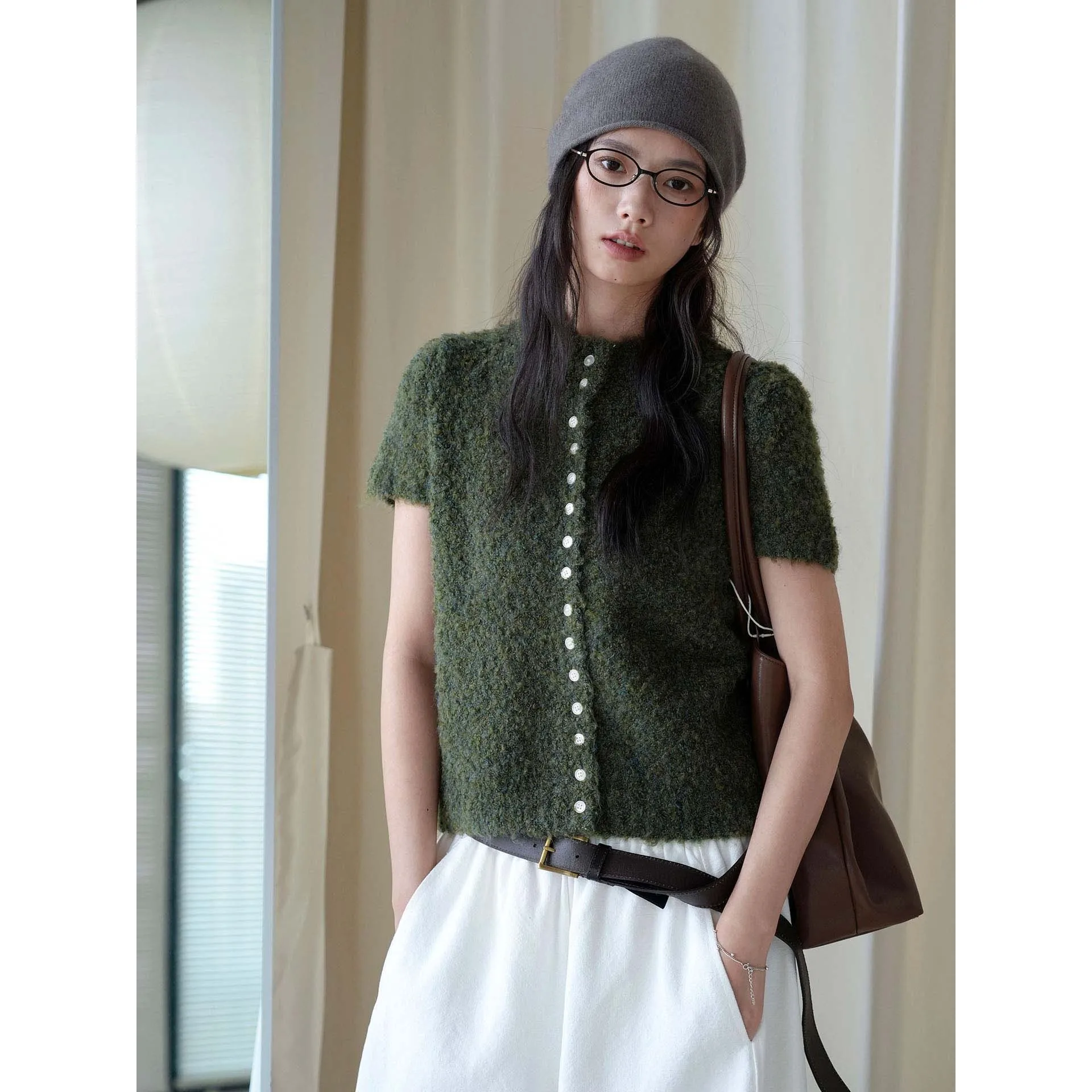 Women Autumn Sweater Coat Single Button Design Short Sleeve Knitted Coat Cardigans Tops For Women Sweater