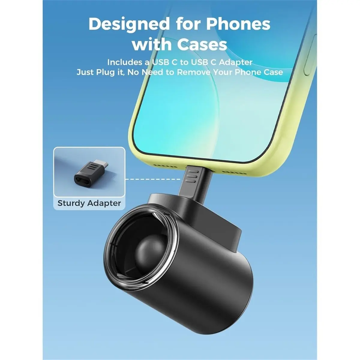 A32I Powerful USB C Phone Fan,17000 RPM High Speed,4 Speed Mini Portable Cell Phone Fan Attachment for Travel,Gifts for Women