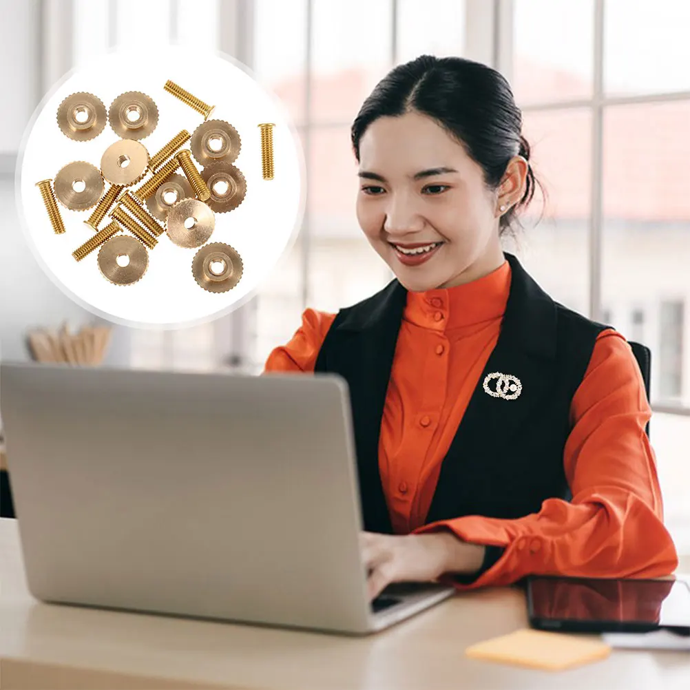

20 Pcs Badge Accessories Holders Brass Thumb Screw Fixator Reels Bar Pins Metal Crafting Supplies Fixing