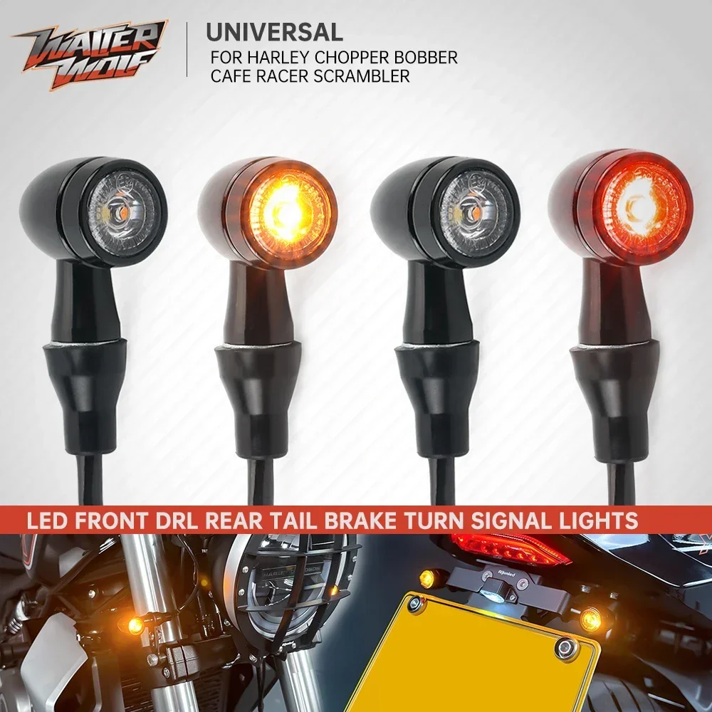 

Motorbike E32 Universal LED Turn Signal Light Tail Brake Light DRL Lighting For Harley Dyna Softail Sportster Chopper Cafe Racer