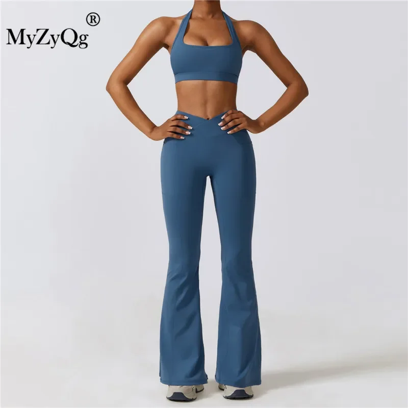 

MyZyQg Women Beauty Back Shockproof Two-piece Yoga Set High Strength Sports Running Fitness Gym Bra Pant Suit