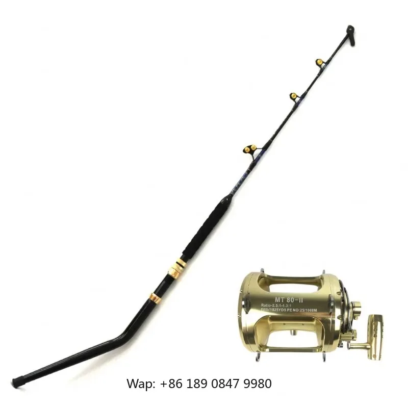 【Hot】Big Game Saltwater Fishing Rods and Reels Combo 80w Heavy  Reels Sea Trolling Deep Drop Tuna 130lb Fishing Rod Reel