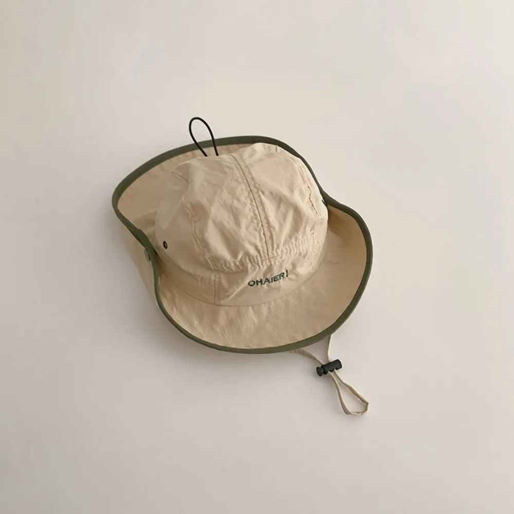 

Soft Summer Baby Bucket Hat Quick-dry UV Protection Children Sunhat Korean Letter Outdoor Fisherman Hat 2-8 Years