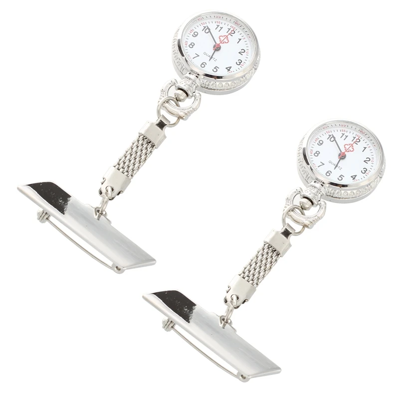 

2X Nurse Watch Quartz Movement With Brooch Pin