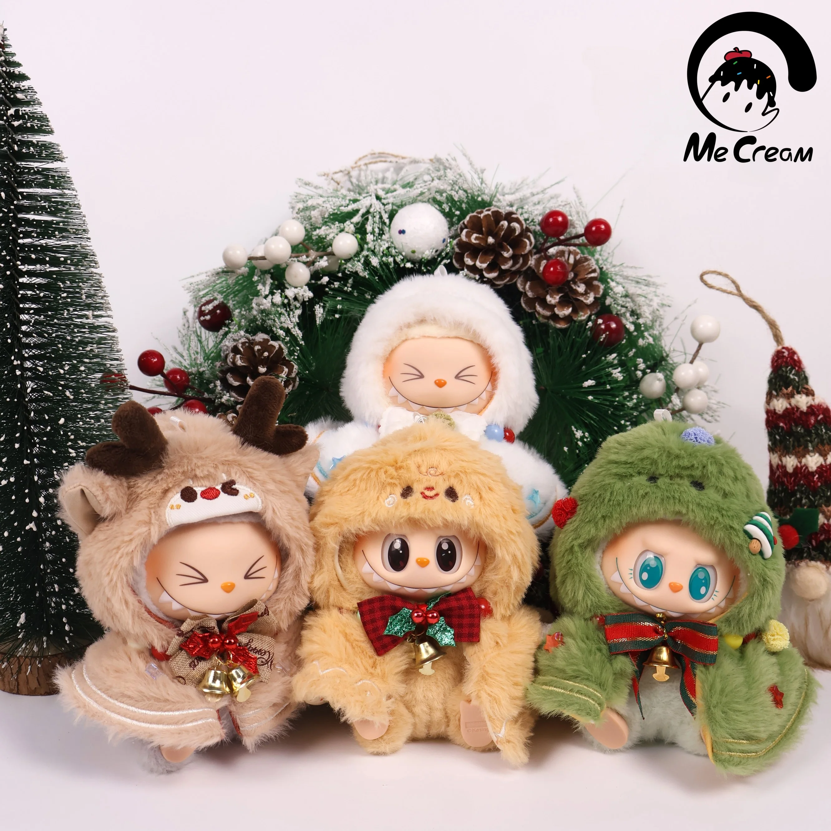 

2025 Christmas Onesie for Labubu Clothes Cute Vinyl Doll 17cm V1 V3 DIY Clothes Accessories Toys Gifts Decoration Pendant Set