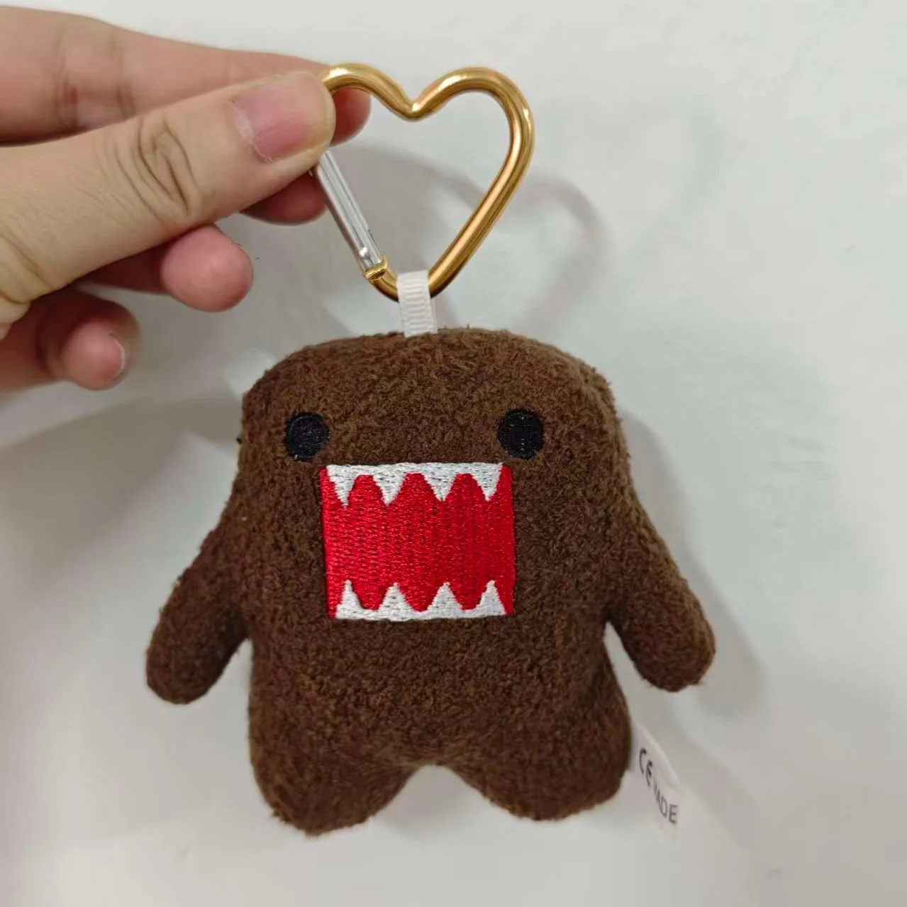 Cute Domo Kun Mascot Heart Clip Plush Keychain Keyring Keyholder Key Rings Bag Charms Pendant Toy Doll Kids Gifts 9cm