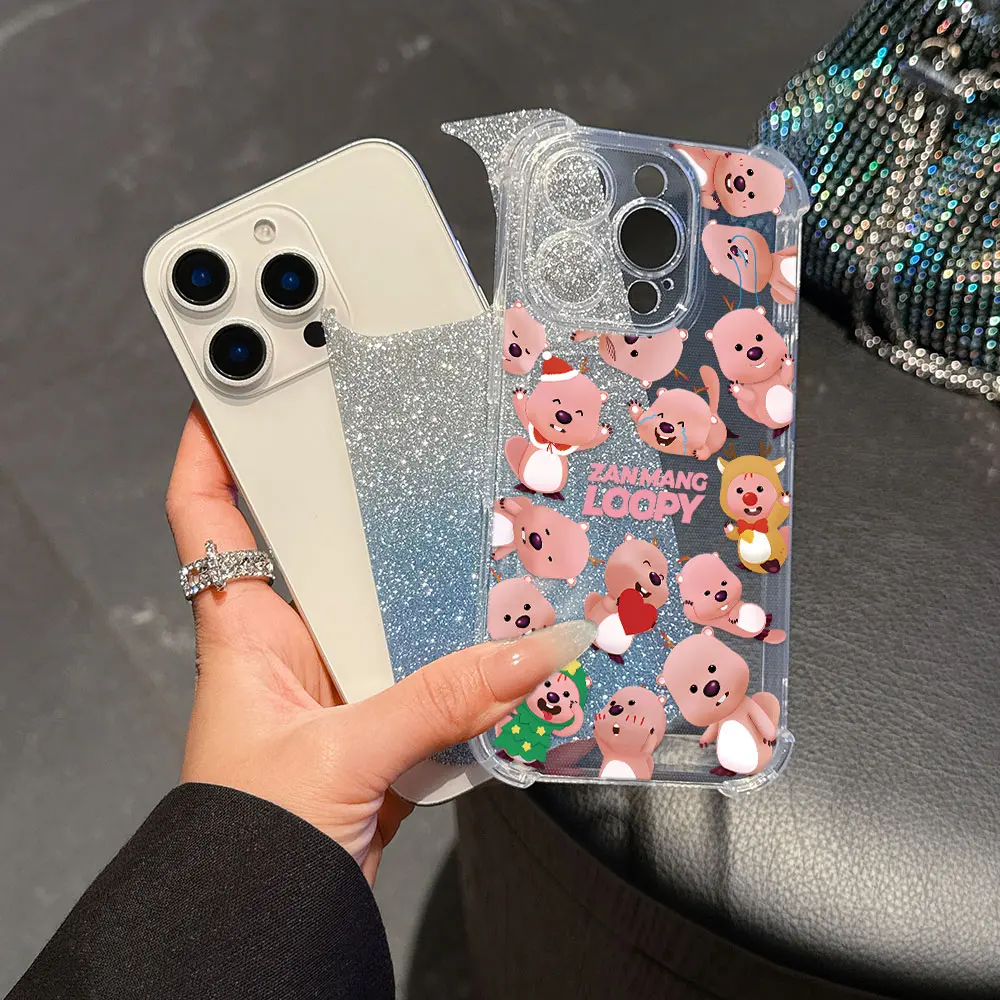 Cartoon L-Loopy Korea Hot Doll Phone Case For iPhone 16 15 14 13 12 11 Mini Pro Max X XR XSMax 7 8 Plus Anti Bling Clear Cover