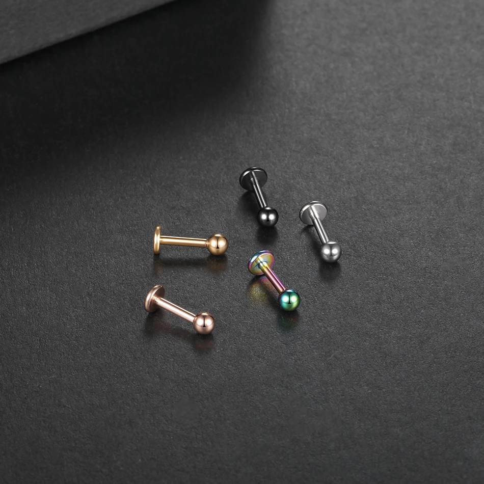 1PC G23 Titanium Labret Piercing Rings External & Internal Thread Ear Helix Tragus Earrings Piercing Body Jewelry