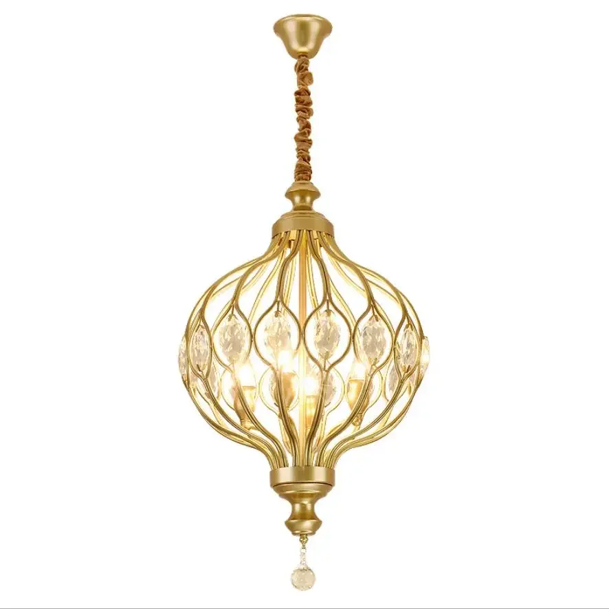 

MYU American Country Chandelier Creative Golden Light Luxury Modern Chandelier Bedroom Wrought Iron Restaurant Crystal Lamps