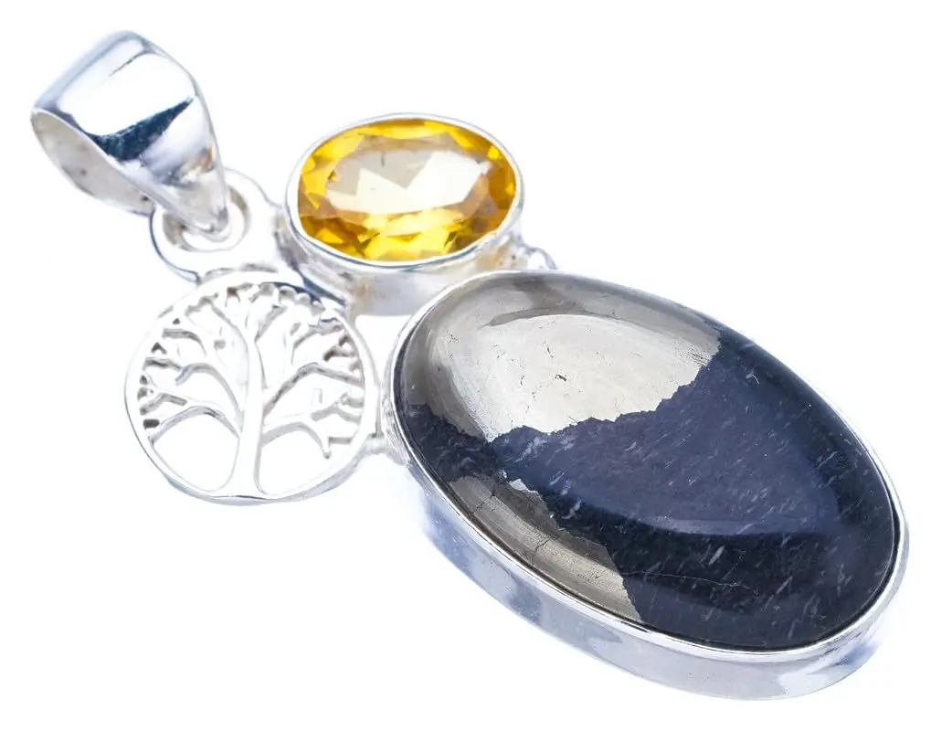 

Хеси ® Подвеска из стерлингового серебра 925 пробы с натуральным золотым камнем и цитрином ручной работы, 1,5 дюйма, F3636