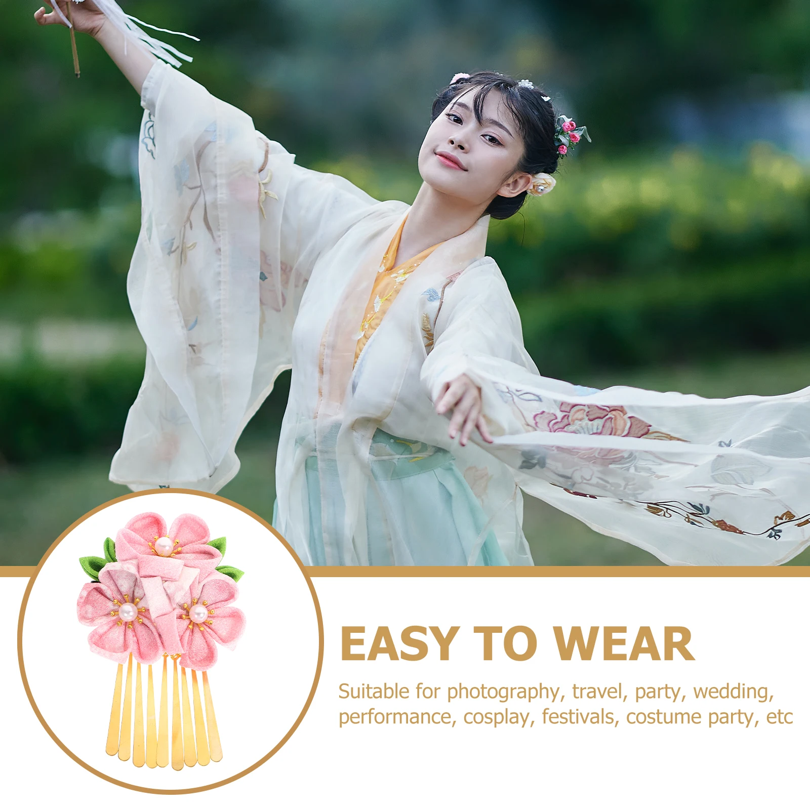 

1pcs Japanese Style Hair Clip Purple Cloth Flower Hairpins For Hanfu Kimono Wedding Party Festival Cosplay Accessories Hair