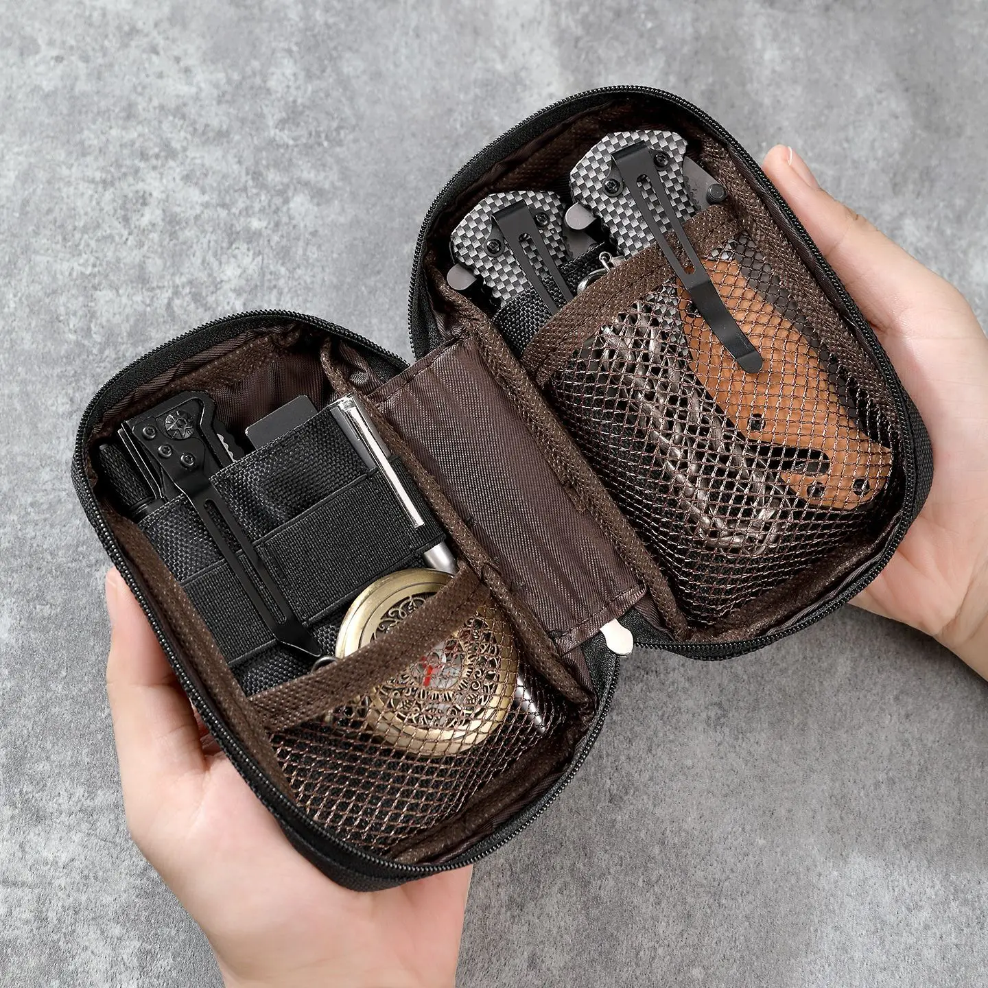 Portable card bag wallet multi-purpose EDC tool storage mini portable multi-function square daily coin wallet