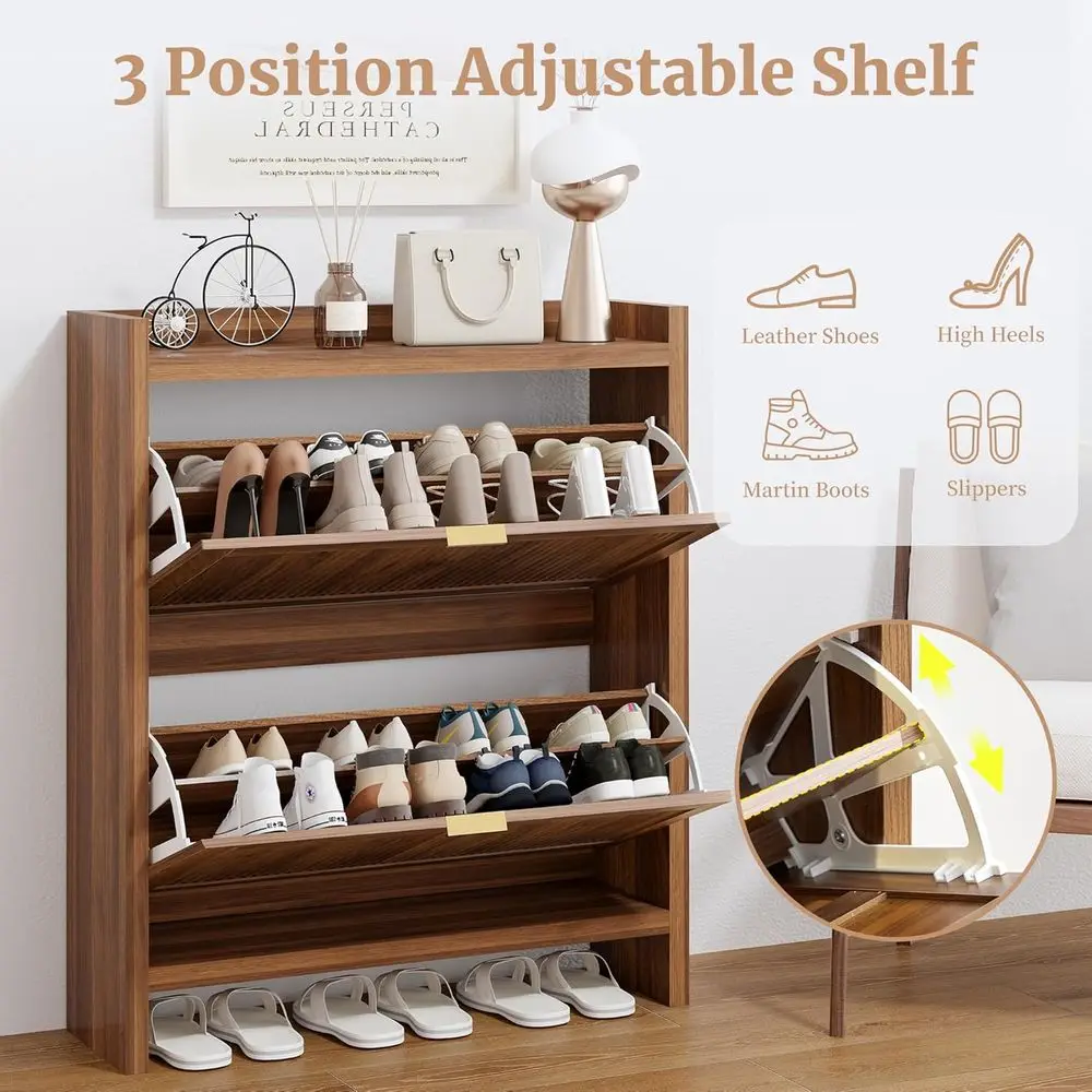 Narrow Standing Wood Shoe Rack Cabinet for Entryway, Front Door, and Hallway view 5